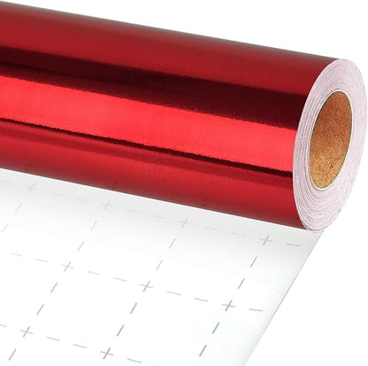 LaRibbons Red Metallic Wrapping Paper, 17 Inch X 40 Feet (56.6 sq.ft) Solid Color Paper Roll, Gift Wrapping Paper Rolls for Wedding, Birthday, Christmas, Baby Shower