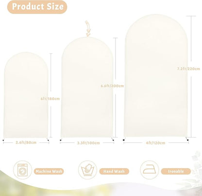 7.2FT Ivory Arch Cover - Polyester Fitted Wedding Arch Stand Covers Round Top Chiara Arch Backdrop Cover for Birthday Party Banquet Photo Background Decoration