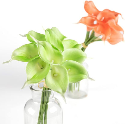 DuHouse 20Pcs Artificial Calla Lily Flower Real Touch Latex Flowers for DIY Wedding Bouquet Party Home Decor (Green)