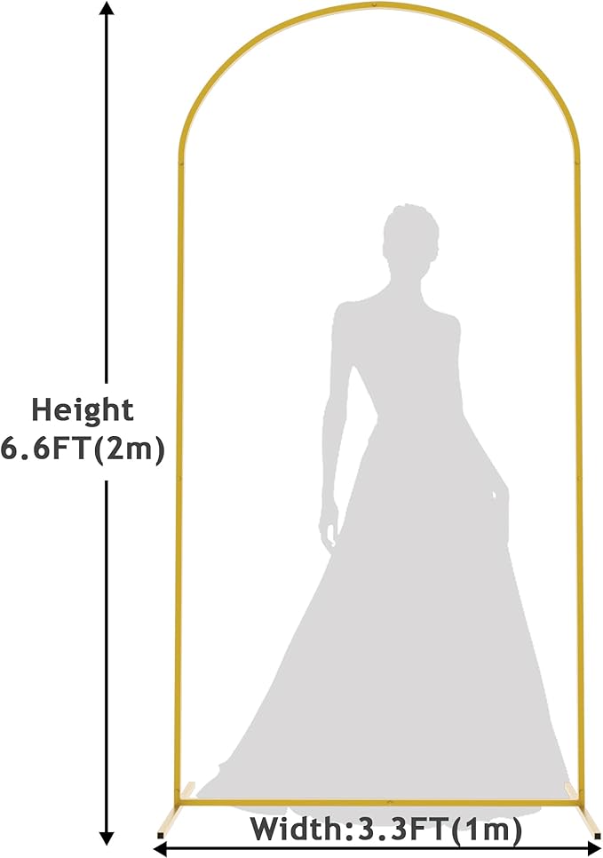 Asee'm 6.6FT Metal Arch Backdrop Stand Gold Arched Backdrop Frame for Wedding Party Ceremony Birthday Bridal Baby Shower Garden Floral Balloon Arch Decoration