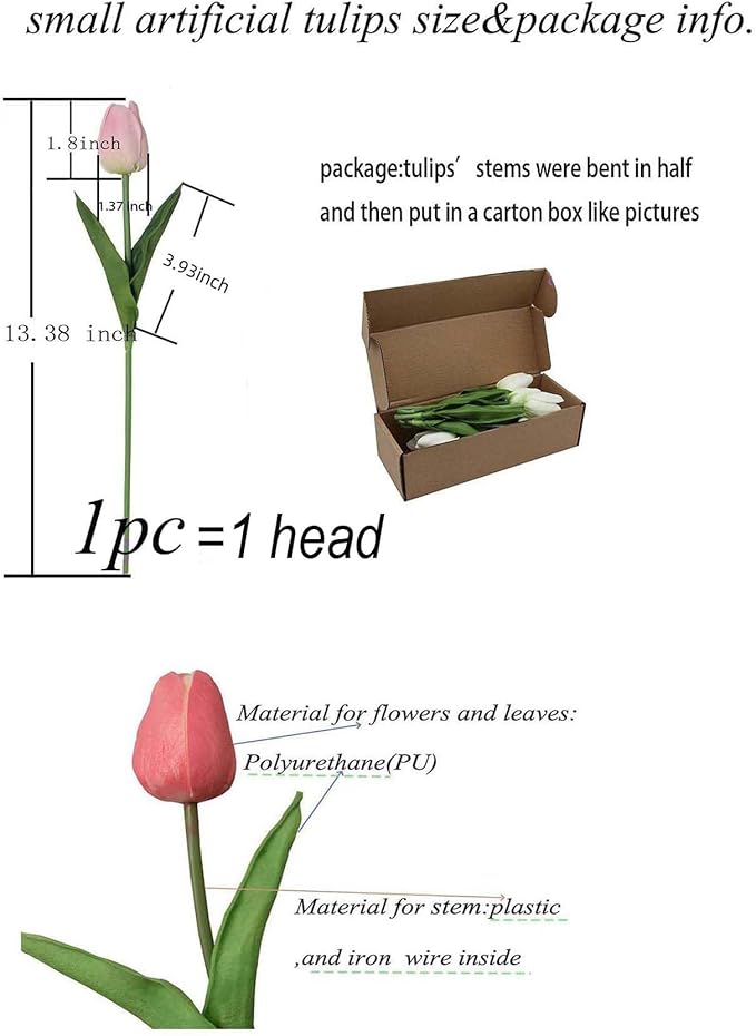 10-Heads Home Decor Mini Tulip Real Touch Tulips Artificial Flowers Bouquets for Home Wedding Party Centerpiece Decoration (Blue)