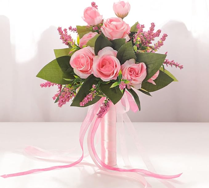 Bride & Bridesmaid Bouquets for Wedding, Wedding Bouquets for Bride Bridesmaid, Silk Bride Bridesmaid Hand Holding Flower Bouquet for Valentines Day Decor Wedding Party Supplies Home Decoration