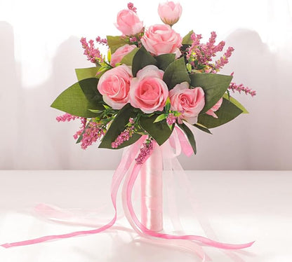 Bride & Bridesmaid Bouquets for Wedding, Wedding Bouquets for Bride Bridesmaid, Silk Bride Bridesmaid Hand Holding Flower Bouquet for Valentines Day Decor Wedding Party Supplies Home Decoration