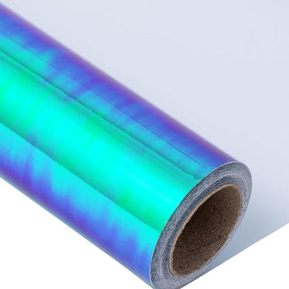 LeZakaa Holographic Wrapping Paper Roll - Bluish Green Design for Birthday, Christmas, Valentine's, Mother's Day, Holiday - 17 inches x 32.8 Feet (47.23 sq.ft.)