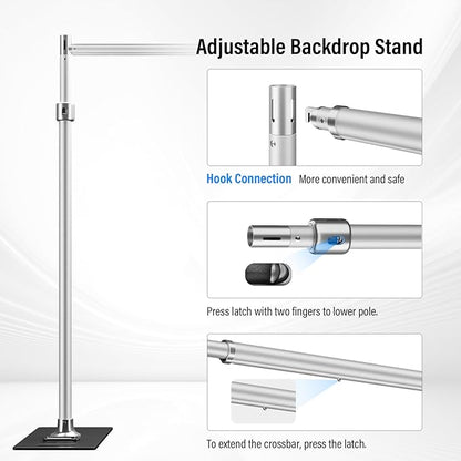 soonpho 10x20ft Heavy Duty Backdrop Stand Kit Double Crossbar Pipe and Drape Stand Kit Metal Frame with Flat Base for Wedding, Birthday Party Event, Banquet Decorations and Trade Shows