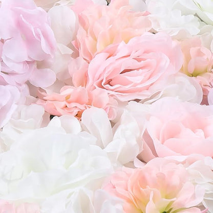 20PCS Artificial Flower Panels, Pink Silk Wedding Flower Panels Banquet Flowers Board, Flower Backdrop Wall for Photo Party Wedding Background Decor