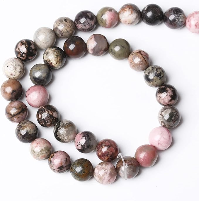8MM 45PCS Natural Stone Black Rhodochrosite Gemstone Beads for Jewelry Making DIY Bracelet Necklace Semi Precious Beads