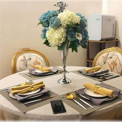 Tabletop Metal Wedding Flower Trumpet Vase Table Decorative Gold,Silver Candlestick Holders Flower Vase Stand Wedding Road Lead Tall Flower Holders (Silver, 10xM)
