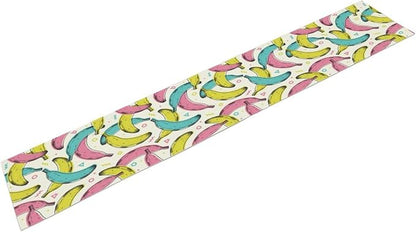 Banana Fruit Table Runner, Kitchen Dining Table Decor, Watercolor Tropical Fruit Palm Leaves Table Runners for Indoor Outdoor Home Farmhouse Holiday Wedding Birthday Party Decoration, 13 x60 in