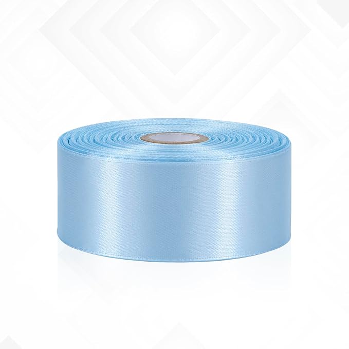 30 Yards Light Blue Ribbon 1-1/2 Inch, Baby Blue Satin Ribbon for Gift Wrapping, Flower Bouquet, Crafts, Baby Shower, Christmas, Wedding and Bow Making