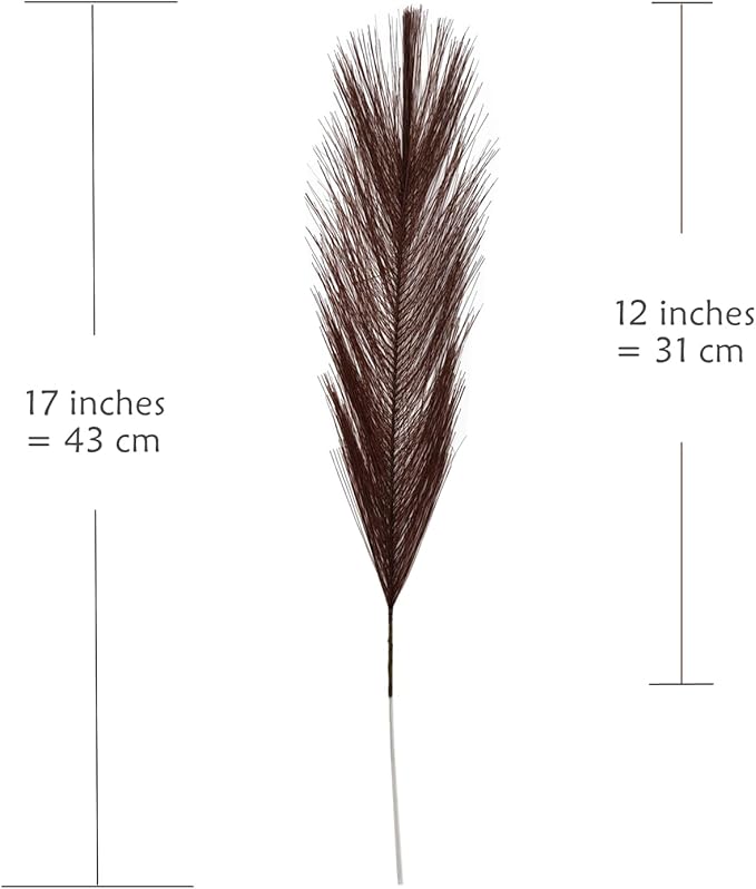 Fake Pampas Grass Plants Artificial Reeds Decoration Set of 28 Stems 17” Faux Florals Bulrush Fluffy Beige Branches Home Wedding Party Vase Fillers Christmas DIY Feathers Décor - Brown Coffee 28 Pcs