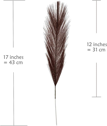 Fake Pampas Grass Plants Artificial Reeds Decoration Set of 28 Stems 17” Faux Florals Bulrush Fluffy Beige Branches Home Wedding Party Vase Fillers Christmas DIY Feathers Décor - Brown Coffee 28 Pcs