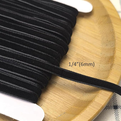 Chenkou Craft Black 25 Yards 1/4" Velvet Ribbon Bulk (Black, 1/4"(6mm))