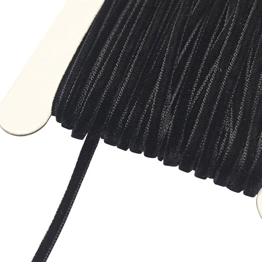 Chenkou Craft Black 25 Yards 1/8" 3mm Velvet Ribbon Lots Bulk (Black, 1/8"(3mm))
