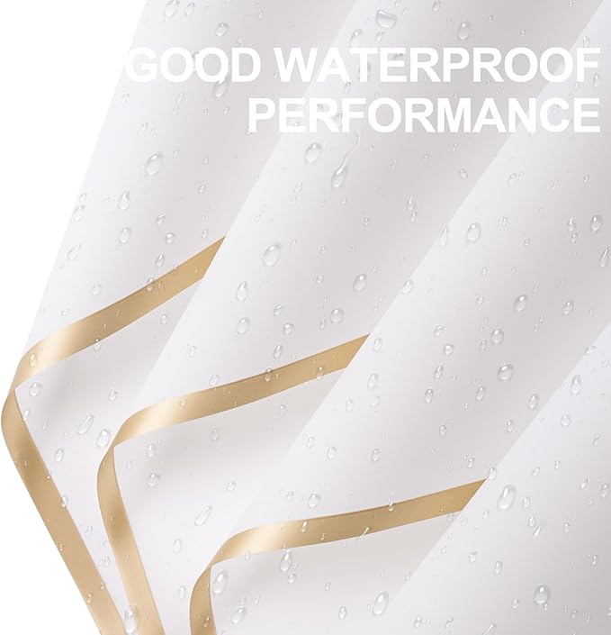 WRAPAHOLIC 20 Sheets Flower Wrapping Paper - 22.4 x 22.4 inch Gold Trim White Water-Resistant Floral Bouquet Wrapping Paper, Florist Supplies Packaging Paper for Wedding Birthday Gift DIY