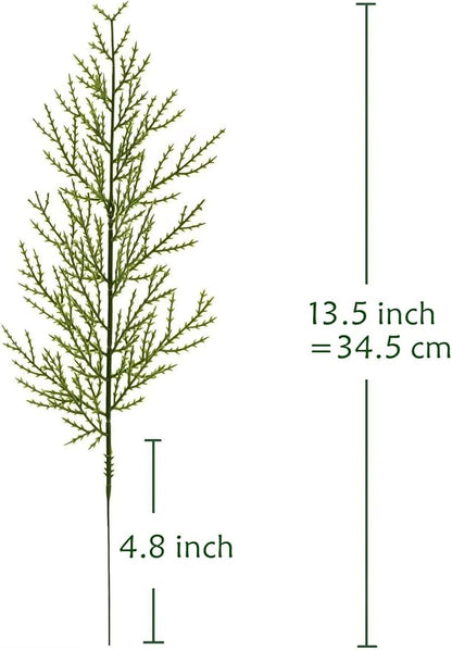Artificial Pine Branches Faux Cedar Stems 20 Pcs, Fake Leaves Greenery Plants Pine Needles Picks Evergreen DIY Garland Wreath Arrangement Indoor Outdoor Garden Decor Home Wedding Christmas Decoration