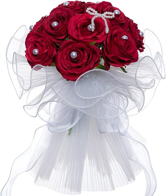 Ochine Bride & Bridesmaid Bouquets for Wedding, Wedding Bouquets for Bride Bridesmaid, Silk Bride Bridesmaid Hand Holding Flower Bouquet for Valentines Day Decor Wedding Party Supplies Home Decor