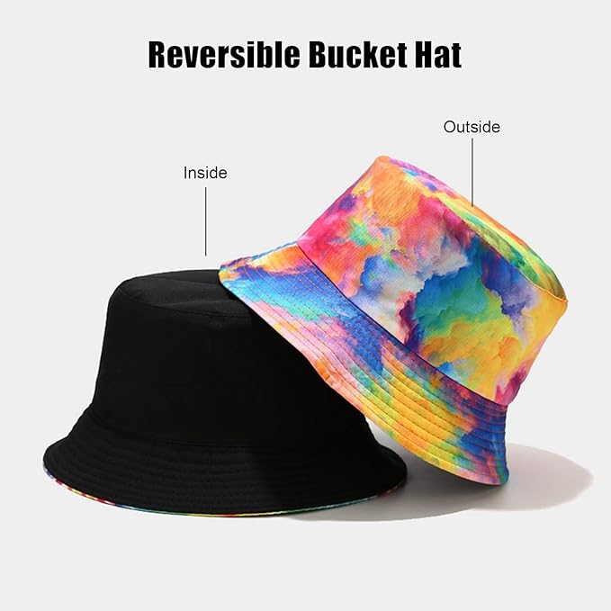 Bucket Hat for Women Men, Cotton Reversible Double Side Wear Sun Hats Beach Fisherman Hat