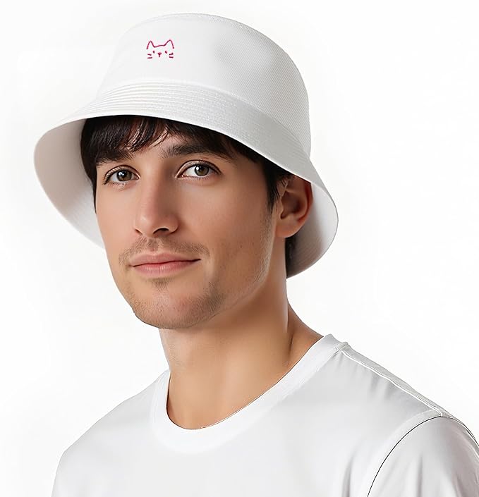 Fashion Embroidered Bucket Hat Cotton Summer Beach Sun Hat for Women Men Teen
