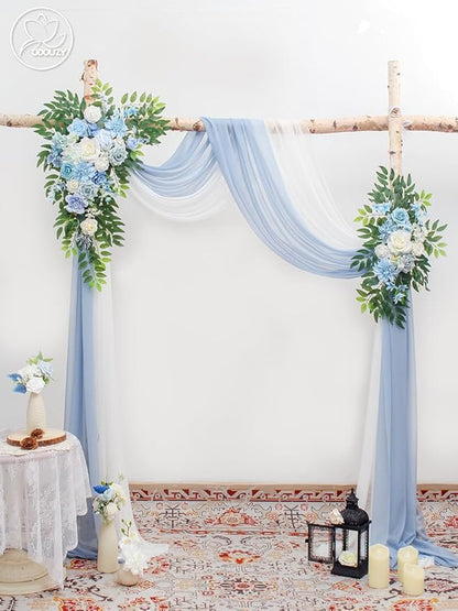 Wedding Arch, Artificial Flowers, Wedding Decor with Drapes (Set of 4)，Be Suited to Banquet, Party, Wedding Decor Ceremony and Background Decoration (Blue)
