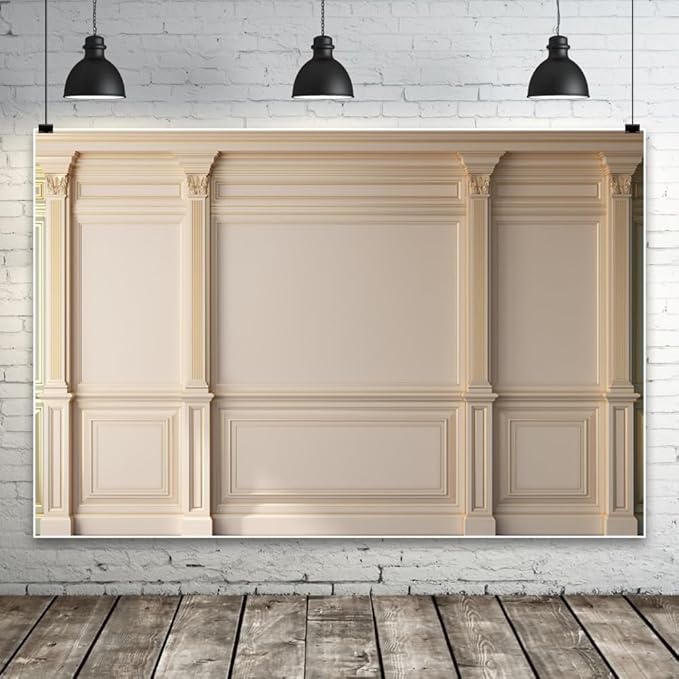 AOFOTO Vintage Room Inside Backdrop Classic French Frame Beige Walls Photo Background for Wedding Bridal Shower Party Banner Home Headboard Decor Wall Photo Studio Booth Props 10x8ft