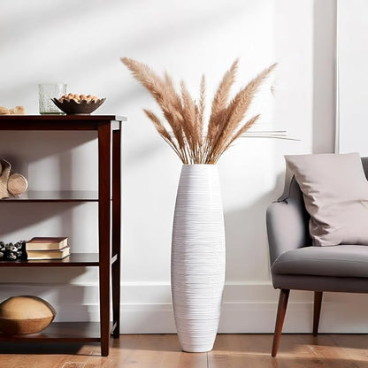 Tall Floor Vase, 27.5 inches (70cm, 2.3FT) Floor Vase Sturdy and Luxurious,Tall Vases for Country Home Decor, Living Room, Resin White Vases