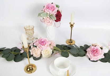 Pink Roses Artificial Flowers 4.3" Velvet Roses 16pcs Pink Flowers Artificial for Decoration Fake Pink Roses for Wedding Bridal Bouquets Party Centerpieces Home Table Decor (Pink)