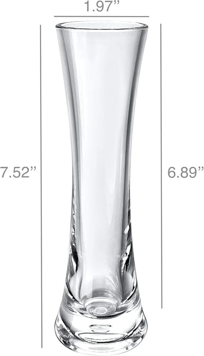 KLIFA- Small Acrylic Round Bud Vase, Shatterproof, High Transparency, Plastic Single Stem Vase, Clear, Hight 7.52 inch, 1 pc