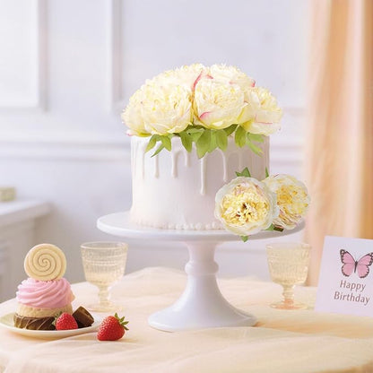 U'Artlines 2 Bouquet 10 Heads Artificial Peony Silk Flower Leaf Home Office Wedding Party Festival Bar Decor (Champagne)