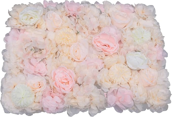 Gdrasuya10 6pcs Realistic Flower Wall Background Artificial Flowers Wall Backdrop Panel 3D Silk Rose Fake Flower Wall Panel Banquet Wedding Party Decor, Photography Background 60 x 40 cm