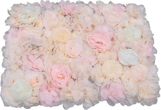 Gdrasuya10 6pcs Realistic Flower Wall Background Artificial Flowers Wall Backdrop Panel 3D Silk Rose Fake Flower Wall Panel Banquet Wedding Party Decor, Photography Background 60 x 40 cm