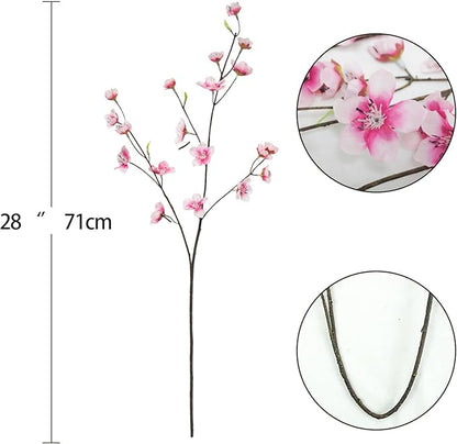 4pcs Artificial Cherry Blossom Flowers 28‘’ Tall Silk Cherry Blossom Branches Faux Pink Peach Stems for Wedding Home Garden Vase Decor