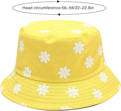 XYIYI Cute Bucket Hat Beach Fisherman Hats for Women, Reversible Double-Side-Wear
