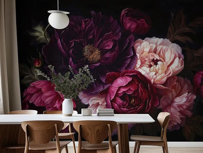 Wall Mural Peel and Stick Vintage Floral Mural- Thick Canvas Waterproof Wallpaper Art for Living Room Bedroom, Large Self-Adhesive Decor (Color-9, 137×98 inch)