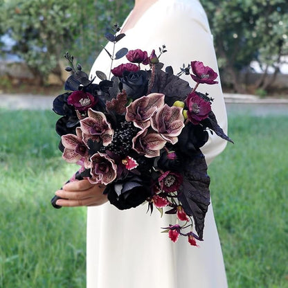 S_SSOY Wedding Bouquet Bride,Bride Bridal Bouquet Bridesmaid Artificial Flowers for Ceremony Anniversary Party Bridal Shower Decoration Wedding Bouquets (Phalaenopsis)