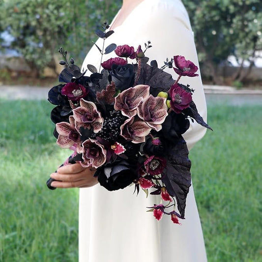 S_SSOY Wedding Bouquet Bride,Bride Bridal Bouquet Bridesmaid Artificial Flowers for Ceremony Anniversary Party Bridal Shower Decoration Wedding Bouquets (Phalaenopsis)