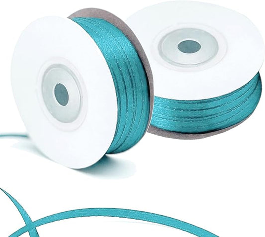 Teal Satin Ribbon - 200 Yards x 1/8-Inch,Teal Ribbons for Gift Wrapping/DIY Bows Decoration/Sewing(100 Yards x 2)