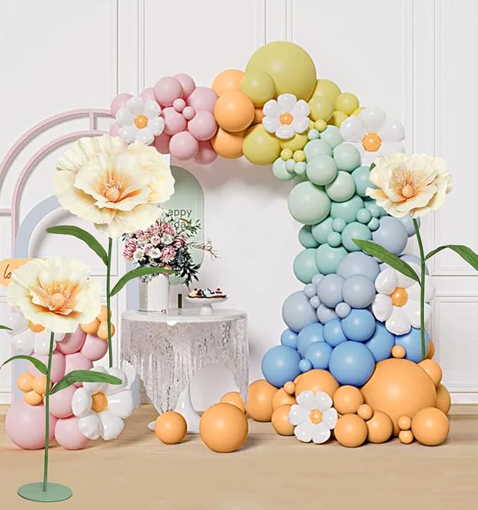 Giant Fake Flowers 5.77FT Champagne Large Paper Flowers 3D Artificial Floral Wedding Decorations for Birthday Party Outdoor Banquet Event Home Backdrop Decor