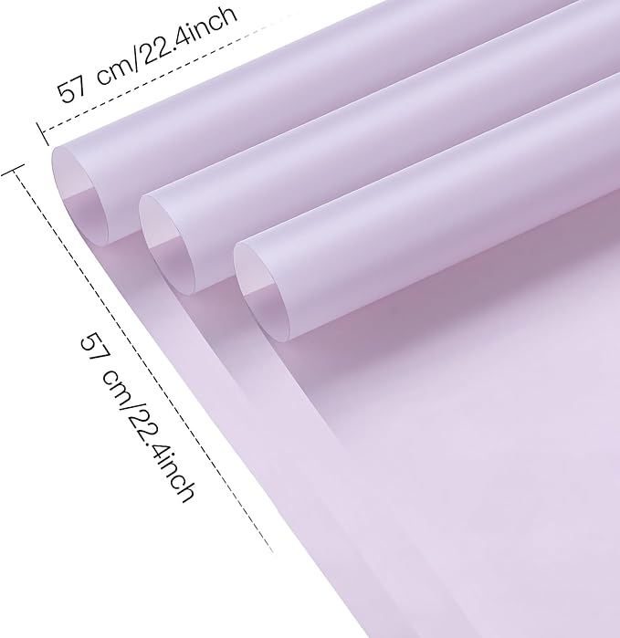 WRAPAHOLIC 20 Sheets Flower Wrapping Paper - 22.4 x 22.4 inch Pure Light Purple Water-Resistant Floral Bouquet Wrapping Paper, Florist Supplies Packaging Paper for Wedding Birthday Gift DIY