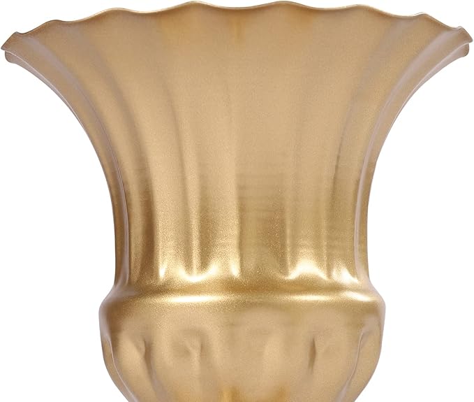 10PCS Gold Wedding Flower Vases, 6.3''h Trumpet Floral Display Holders, Table Centerpieces Decors, Metal Plant Urn Vases, Ready to Use for Garden Wedding Bedroom Living Room Office