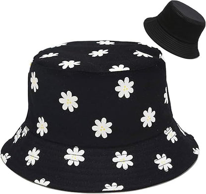 Malaxlx Unisex Bucket Hat Beach Sun Hat Aesthetic Fishing Hat for Men Women Teens, Reversible Double-Side-Wear