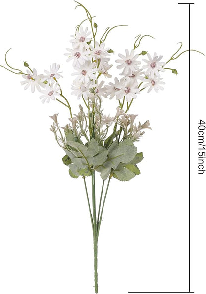 Artificial Flowers Wildflowers Silk Daisy Spring Fake Daisies Decoration Summer UV Resistant Colorful Mixed Bundles Faux Greenery Outdoor Plant Stem Filler for Home Decor Indoor Floral Arrangements