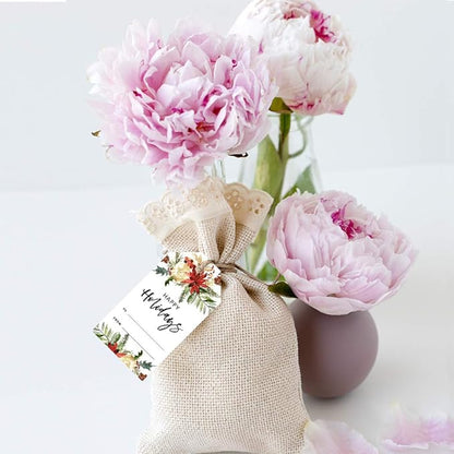 Andaz Press Christmas Holiday Season Classic Gift Tags, Happy Holidays to from and Wishing You A Happy Holiday Season, Christmas Florals Design, for Holiday Events, Parties, and Favors, 60-Pack