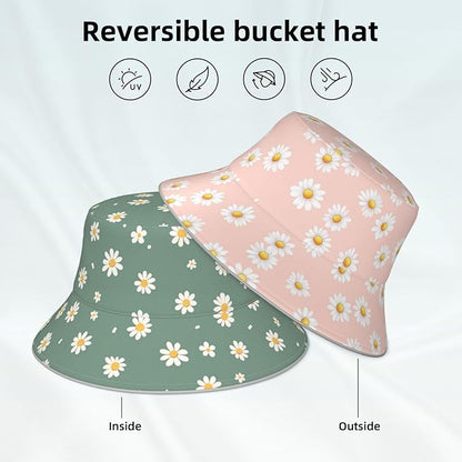 Bucket Hat Double-Side-Wear Reversible Sun Hat Beach Travel Hiking for Women Men