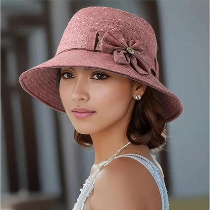 Glamorstar Cloche Hats for Women Vintage Bowler Hat Floral Fedora Bucket Hats