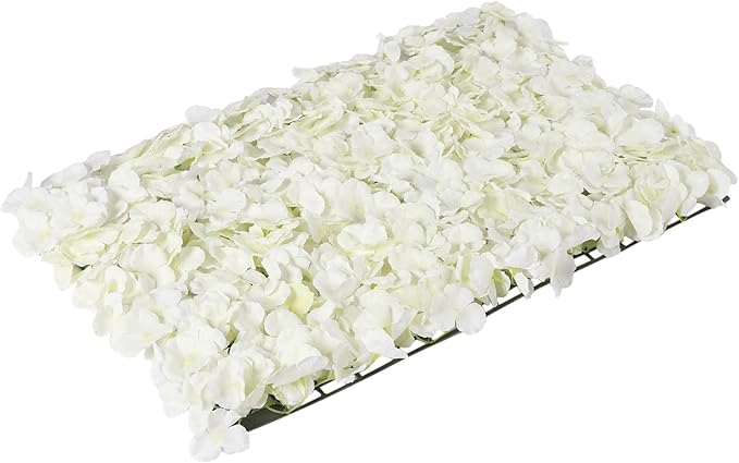 Flower Wall Panels, 10Pcs Artificial Flower Wall 3D Flower Wall Backdrop White Silk Rose Floral Decorative Faux Flower Wall Background for Wedding Home (Milky-White,15.7 * 23.6 in)