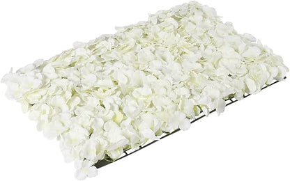 Flower Wall Panels, 10Pcs Artificial Flower Wall 3D Flower Wall Backdrop White Silk Rose Floral Decorative Faux Flower Wall Background for Wedding Home (Milky-White,15.7 * 23.6 in)