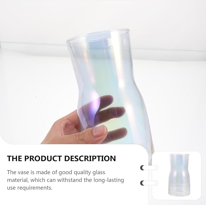 Transparent Iridescent Glass Vase Chic Floral Arrangement Decor for Desktop Flower Centerpieces Modern Simple Home Ornament