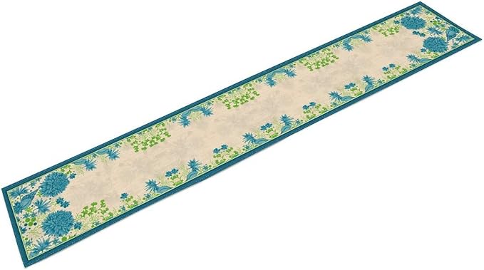 Vintage Floral Table Runner, Elegant Blue Flowers Nature Design Table Runner for Kitchen Dining Holiday Party Home Decoration, 13x36 Inch