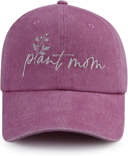 Kahhrepa Plant Mom Hat for Women, Funny Adjustable Cotton Embroidered Gardening Mama Baseball Cap
